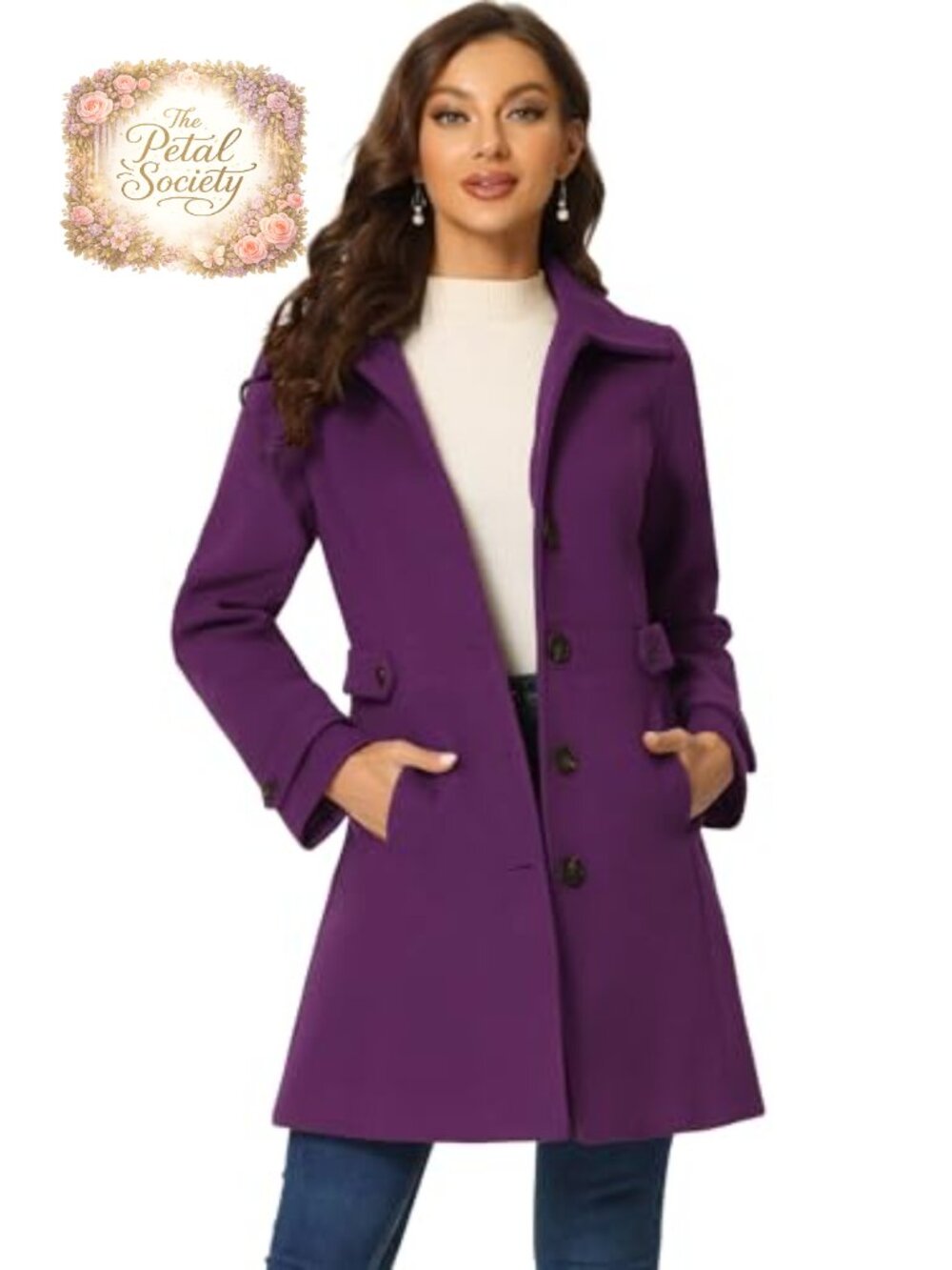 Allegra K Women's Winter Classic Overcoat Single Breasted Pea Coat